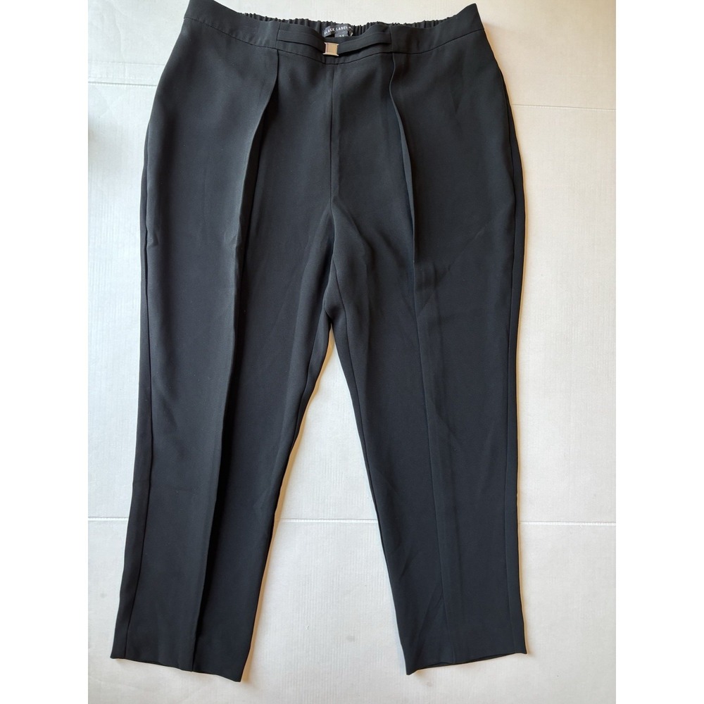 Chicos Sz 2.5 (14 Large) Petite Black Label Pullon Black Pants Ankle Dress